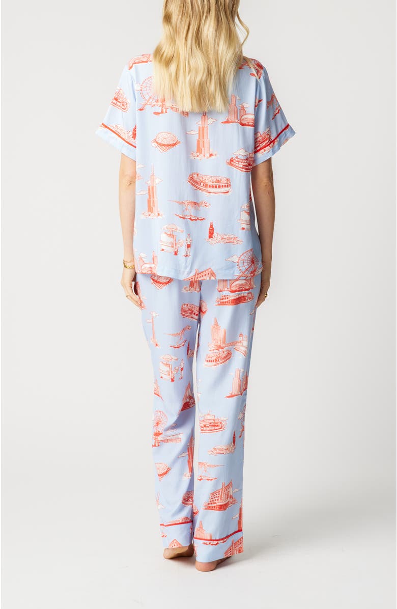 Katie Kime Chicago Toile Pants Set, Alternate, color, Light Blue