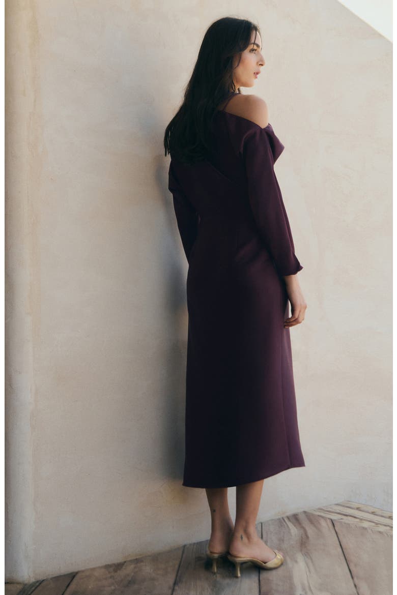 Asymmetric Long Sleeve Dress, Alternate, color, PURPLE