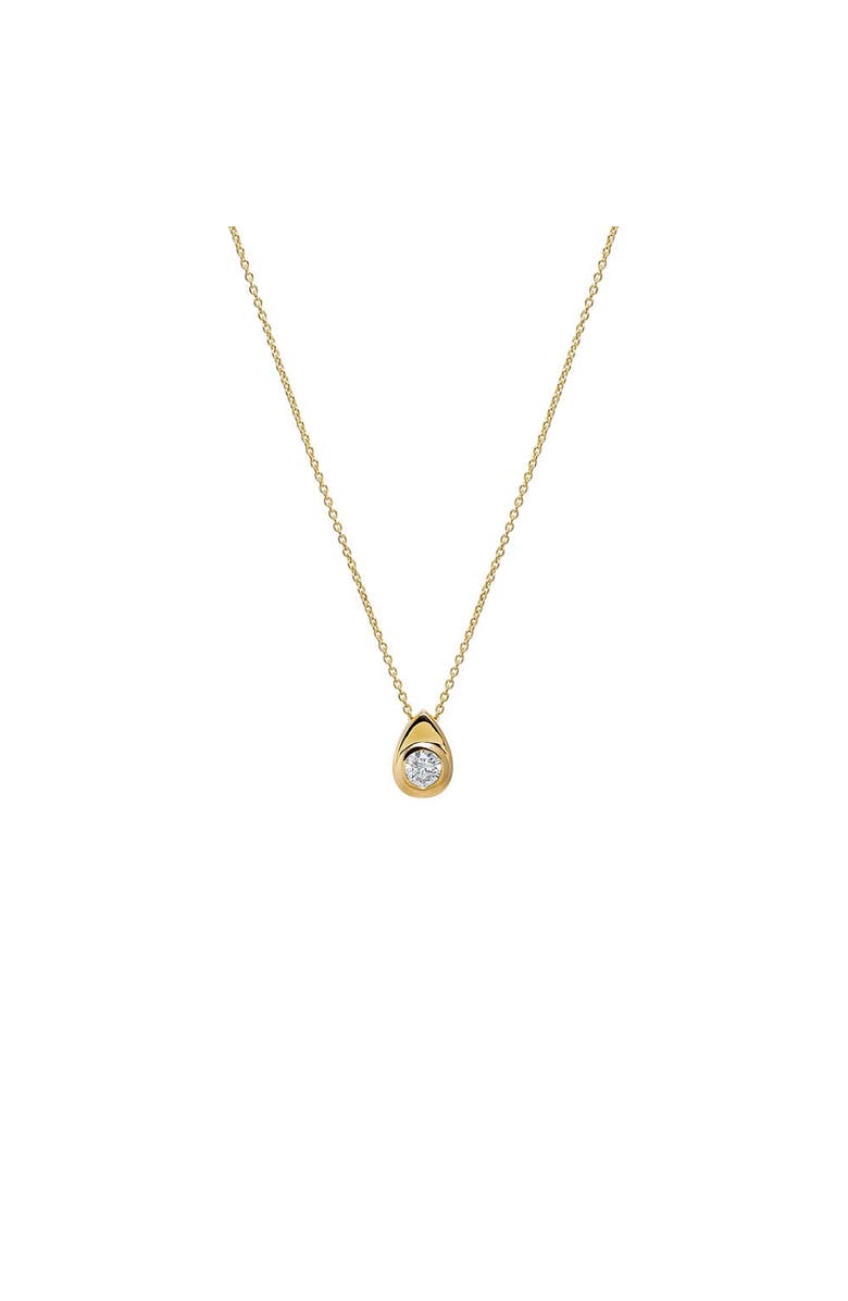 BY ADINA EDEN Lab Grown Diamond Solitaire Teardrop Bezel Necklace 14K, Main, color, 14K Gold