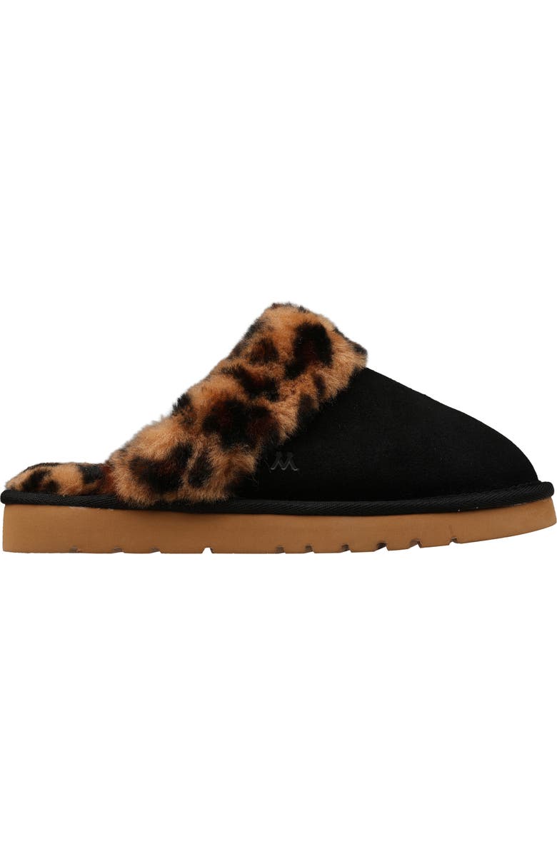Mykos Genuine Shearling Suede Slipper, Alternate, color, Black/ Leopard