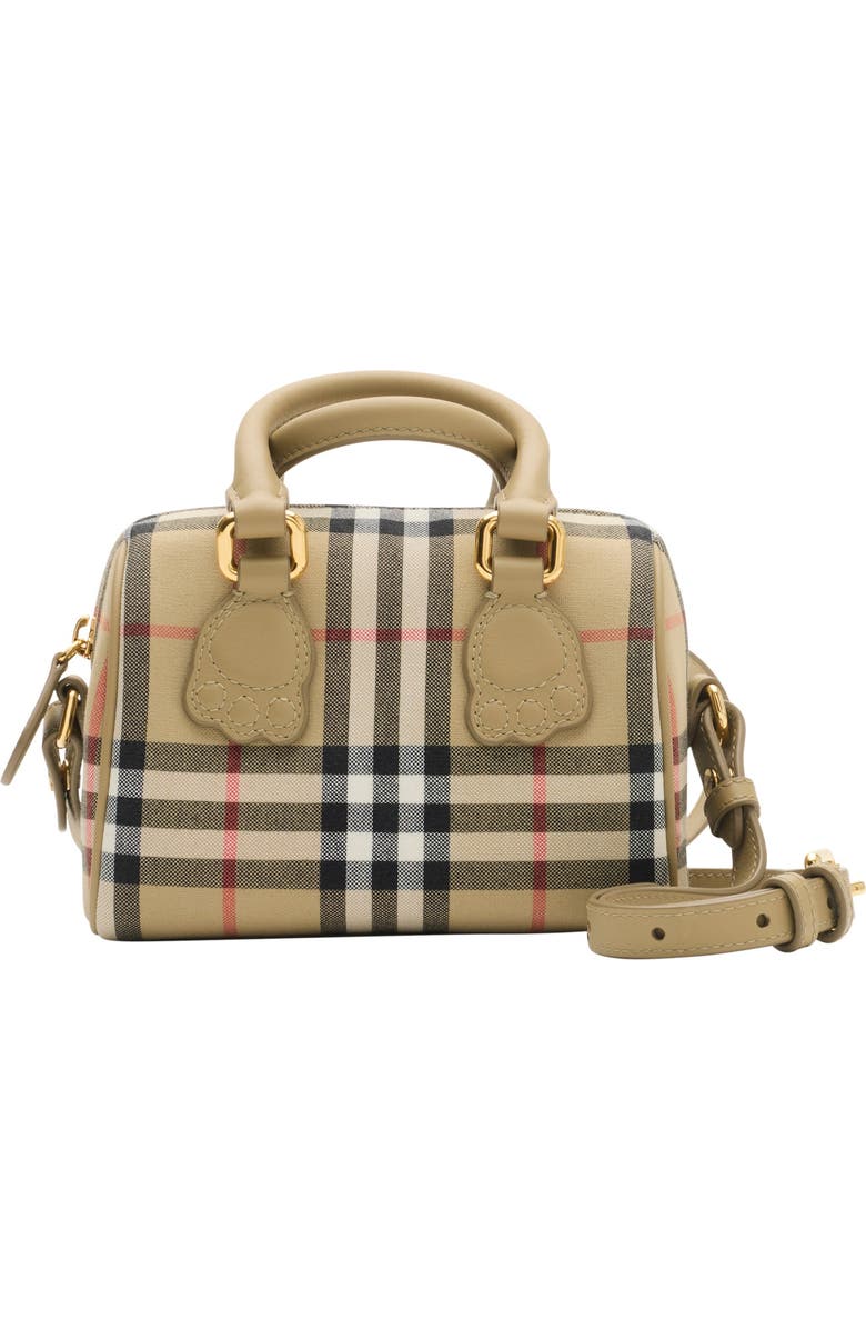Burberry Mini Check Bowling Bag, Main, color, Sand Beige