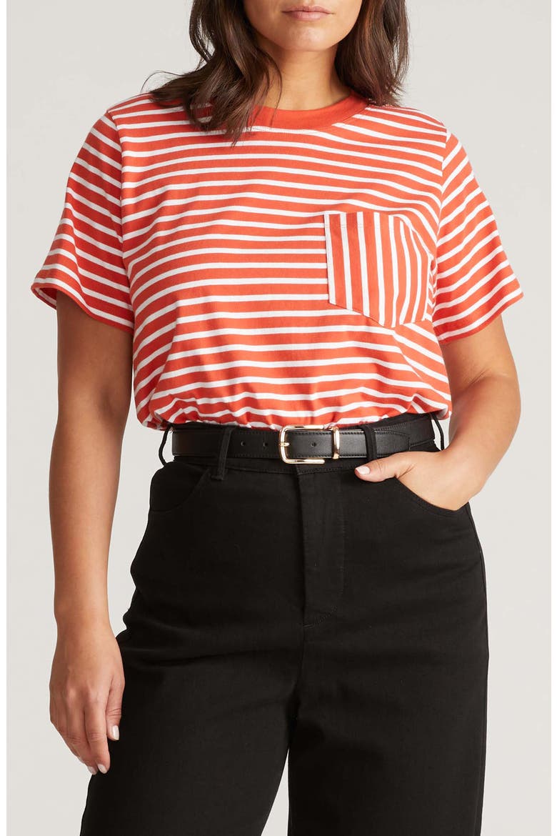 Breton Stripe T-Shirt, Main, color, VERMILION RED/ WHITE STRIPE
