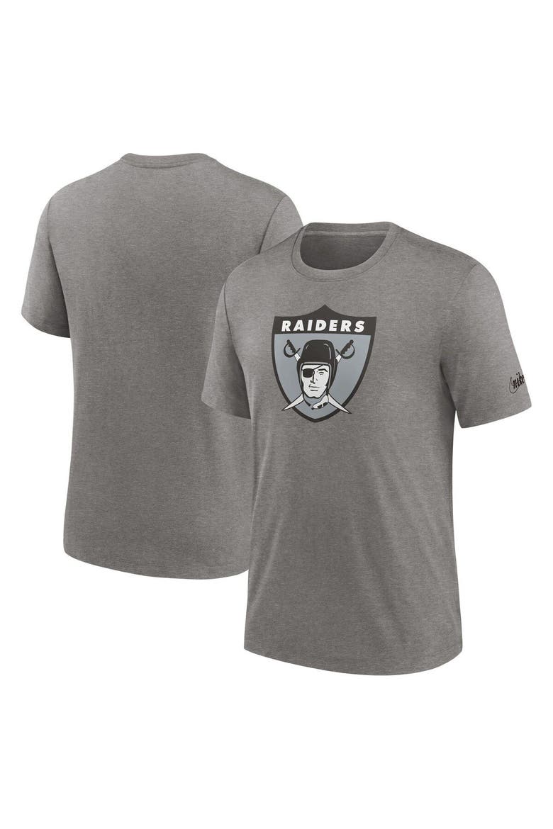 Men's Nike Heather Charcoal Las Vegas Raiders Rewind Logo Tri-Blend T-Shirt, Main, color, Heather Charcoal