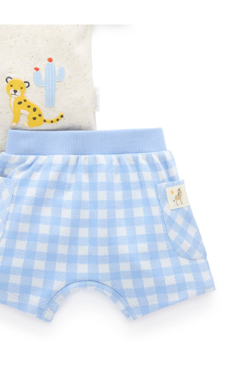 Gingham Short and Tee Set, Alternate, color, Caribbean Gingham