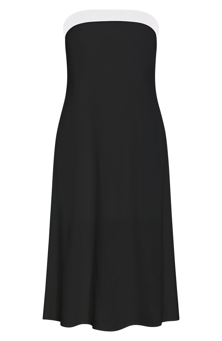 City Chic Lina Contrast Detail Strapless Dress, Alternate, color, Black