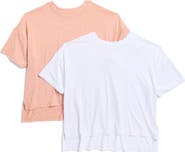 90 DEGREE BY REFLEX 2-Pack Deluxe High-Low Boxy Crop T-Shirts