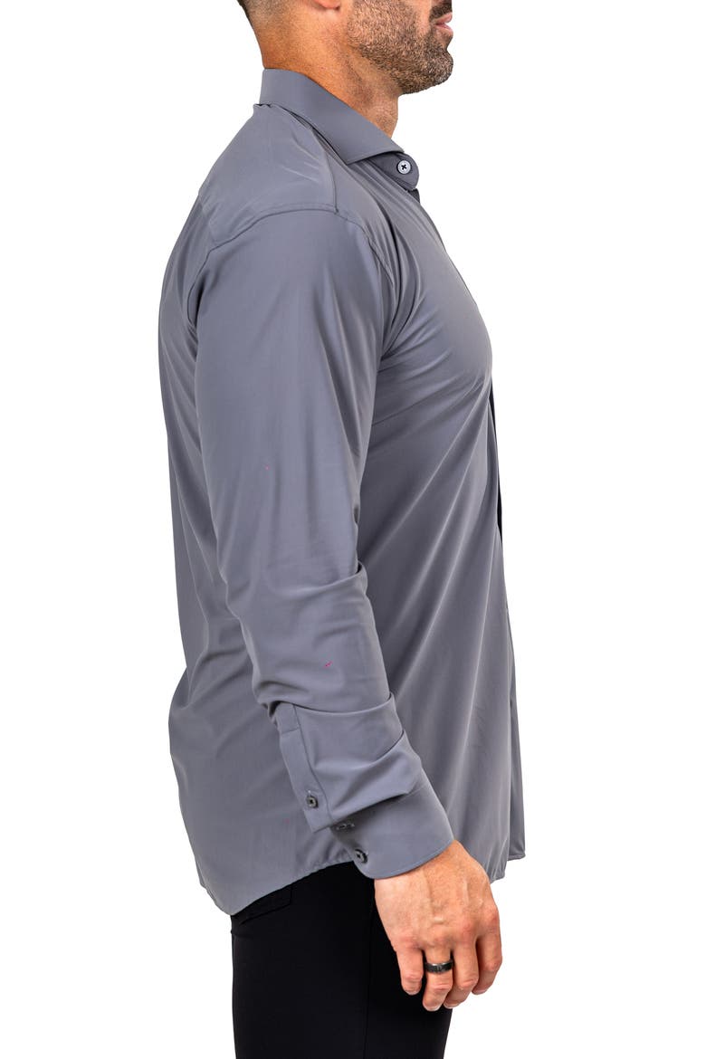 Eins Shaped Fit Marthy3014 Grey Knit Button-Up Shirt, Alternate, color, GREY
