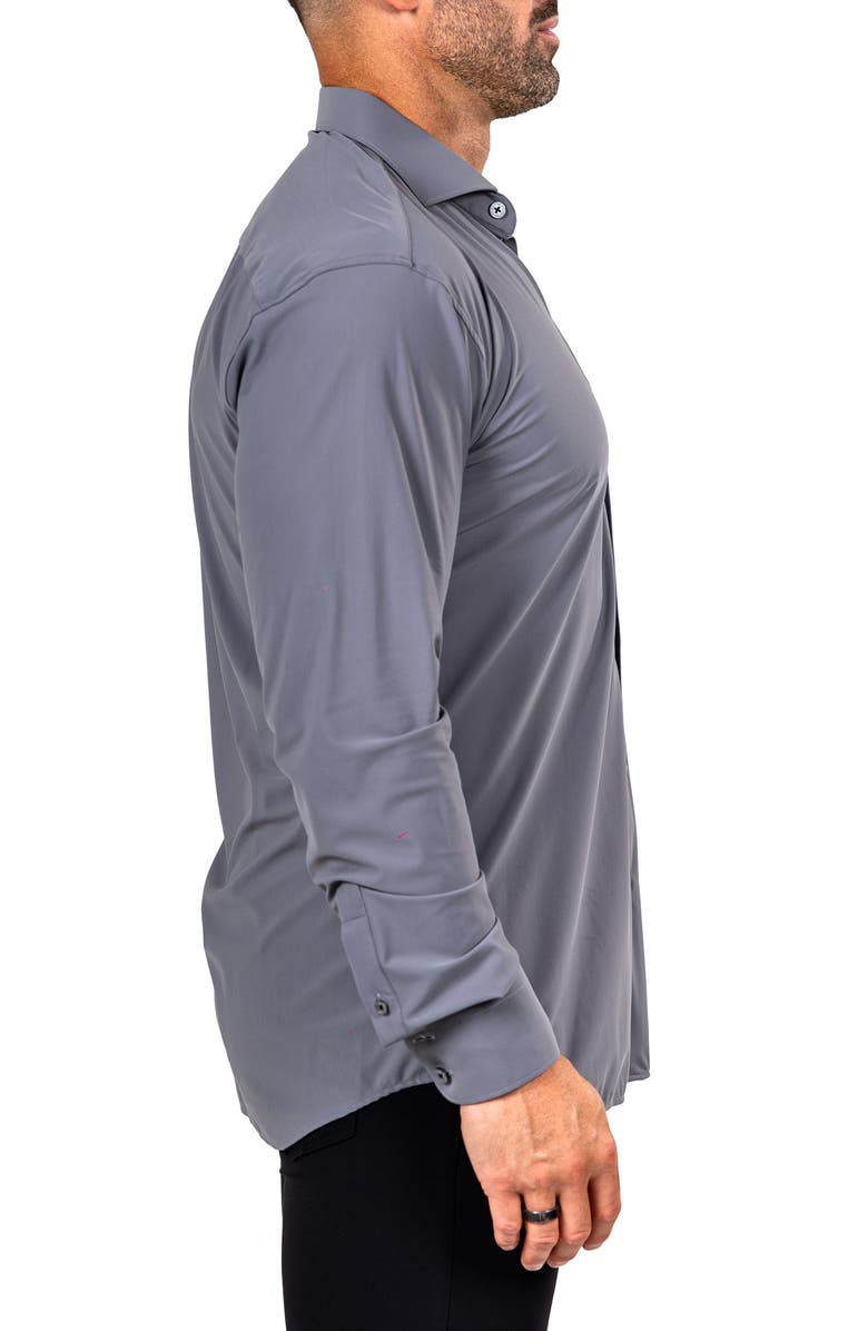 Maceoo Eins Shaped Fit Marthy3014 Grey Knit Button-Up Shirt, Alternate, color, 