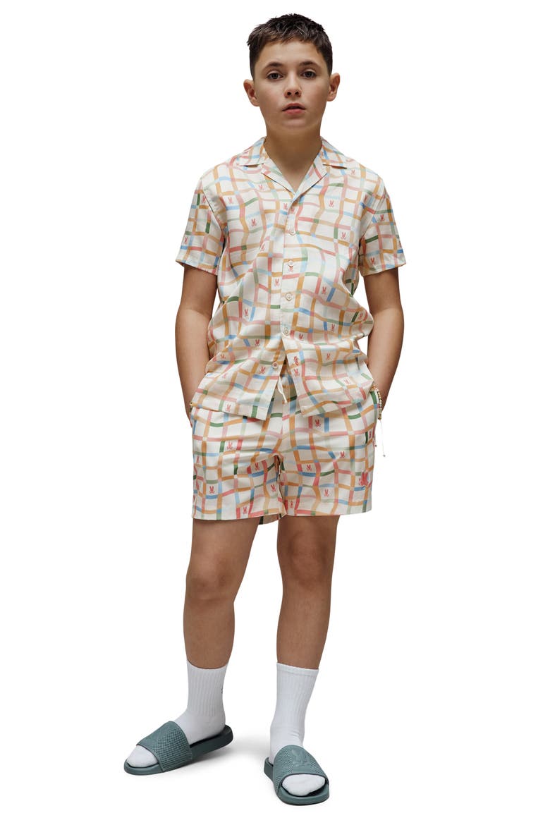 Kids' Atlas Windowpane Check Button-Up Shirt, Alternate, color, PRISTINE
