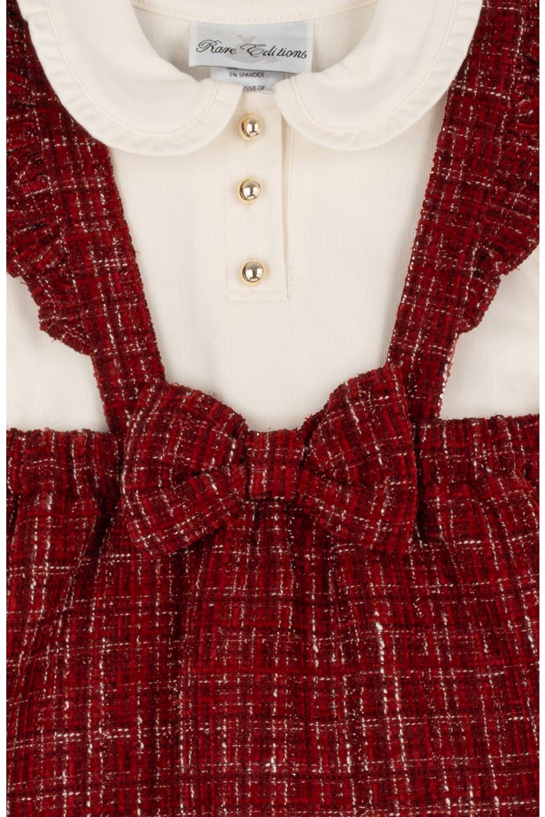 Boucle Jumper, Bodysuit, Tights & Headband Set, Alternate, color, RED