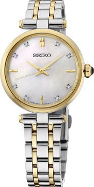 SEIKO WATCHES Diamond Mother-of-Pearl Two-Tone Bracelet Watch