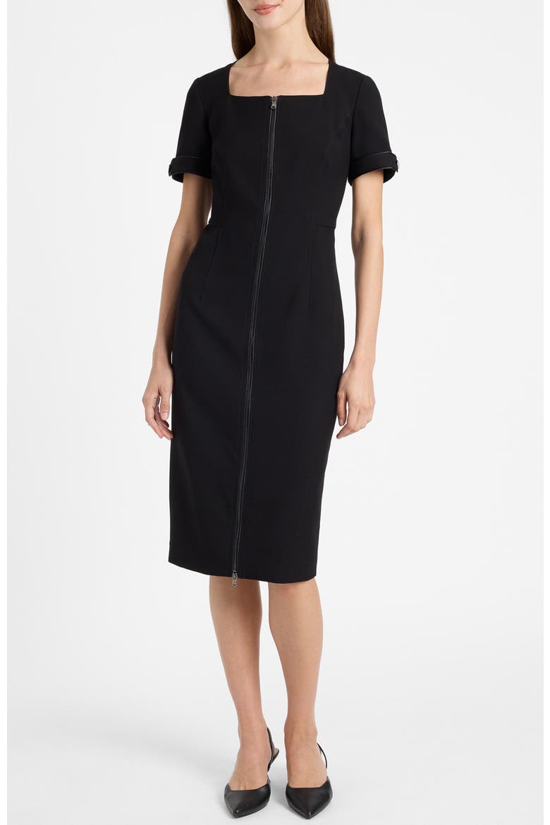 Bri Midi Dress in Soft Stretch Crepe, Alternate, color, Onyx