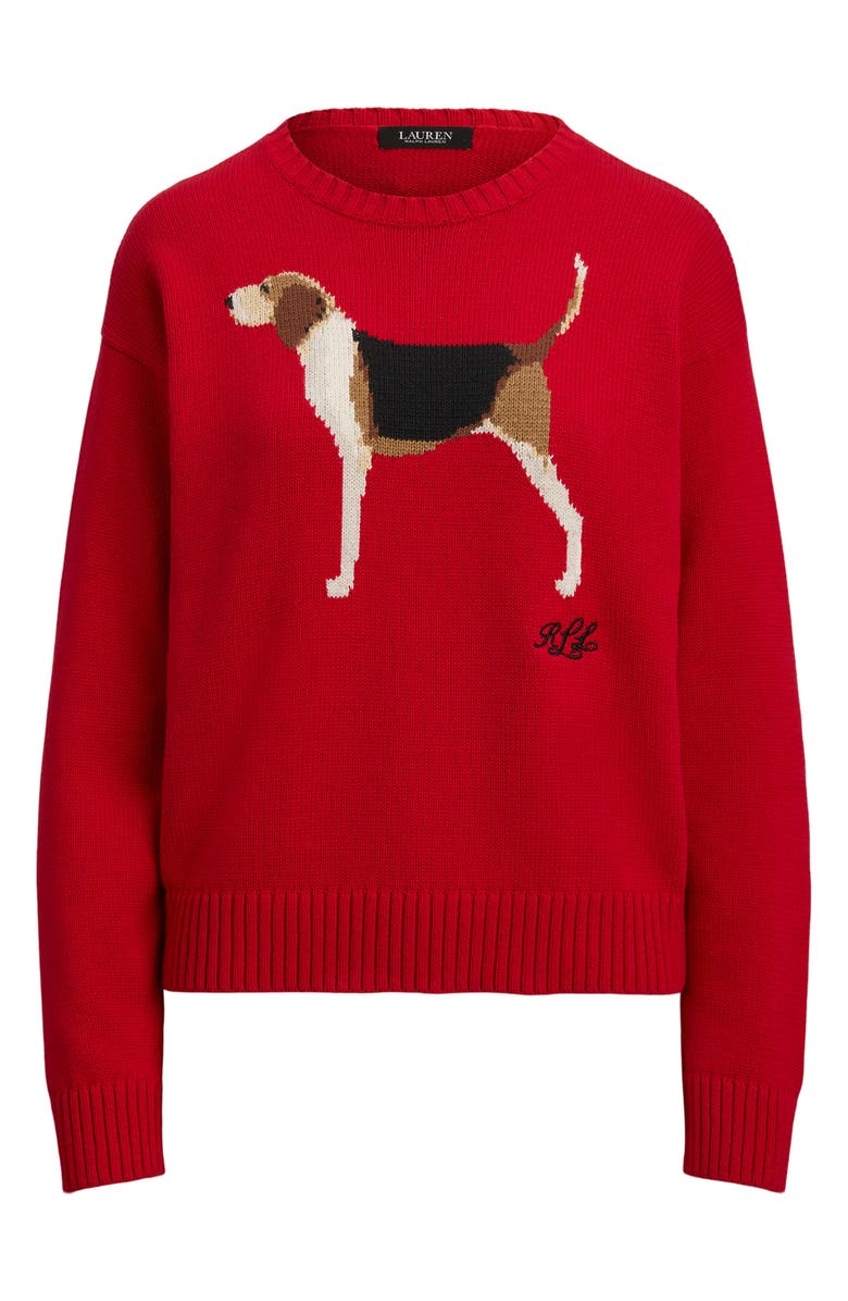 Lauren Ralph Lauren Intarsia Foxhound Sweater, Alternate, color, Ralph Red Multi