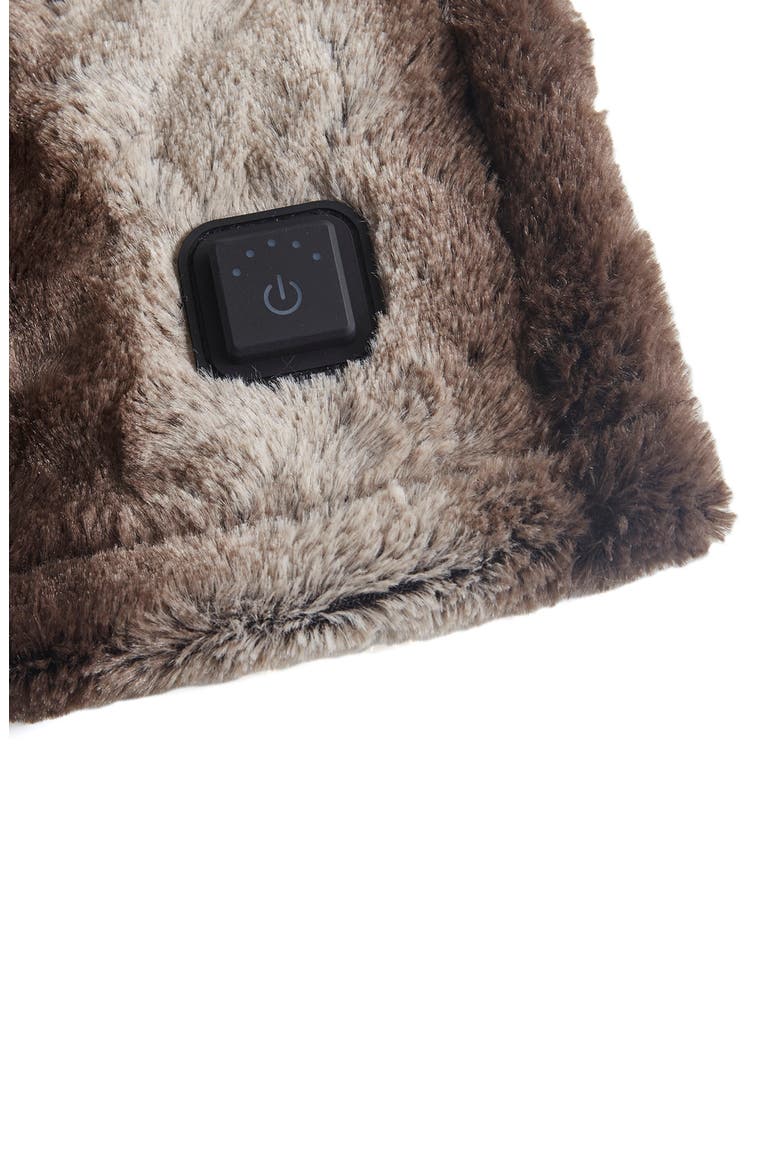 Zuri Heated Faux Fur Wrap, Alternate, color, BROWN