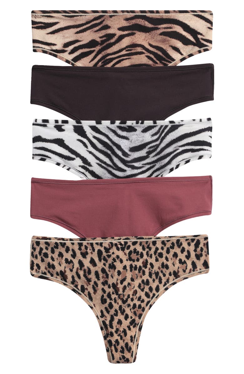 SKIMS Fits Everybody Assorted 5-Pack Thongs, Main, color,