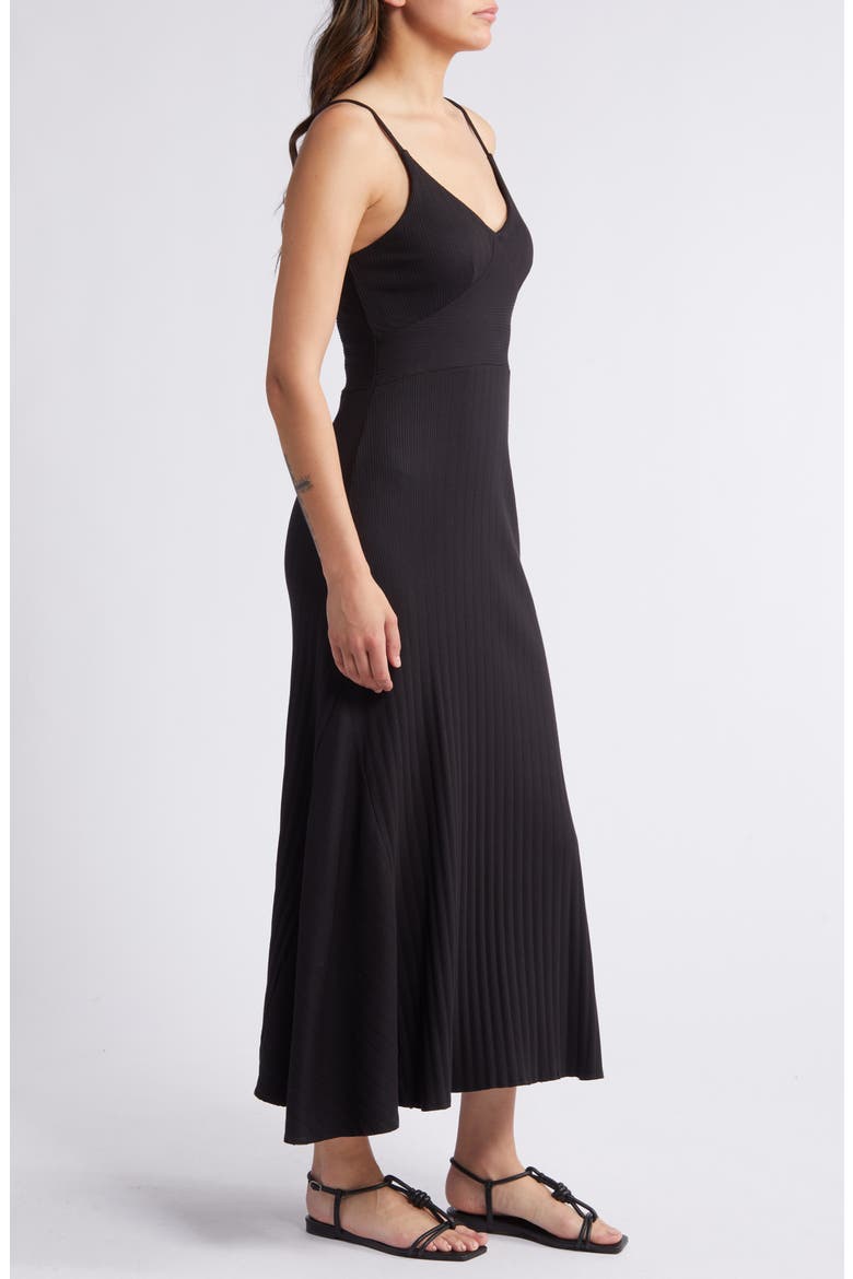Melanie Rib Midi Dress, Alternate, color, JET BLACK