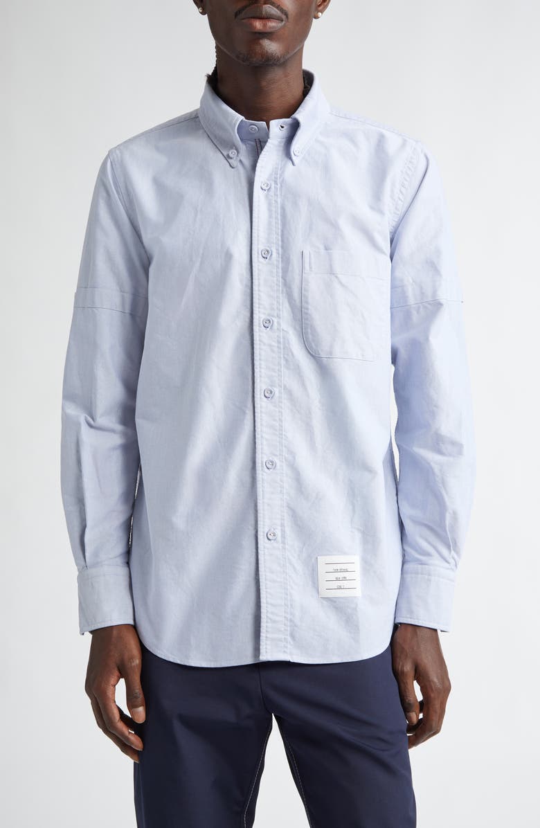 Thom Browne Straight Fit Cotton Oxford Button-Down Shirt, Main, color, Light Blue