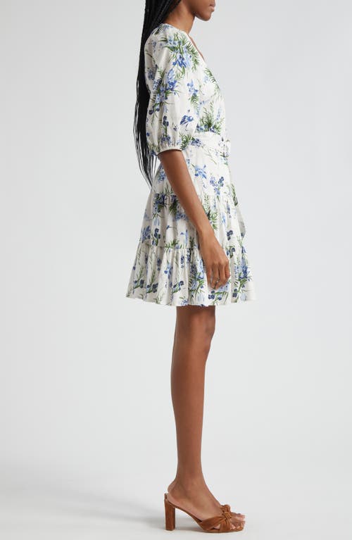 Veronica Beard Dewey Belted Floral-print Cotton-gauze Mini Dress In Off White Multi