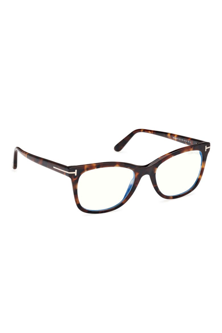 52mm Square Blue Light Blocking Glasses, Alternate, color, HAVANA ECO / T LOGO