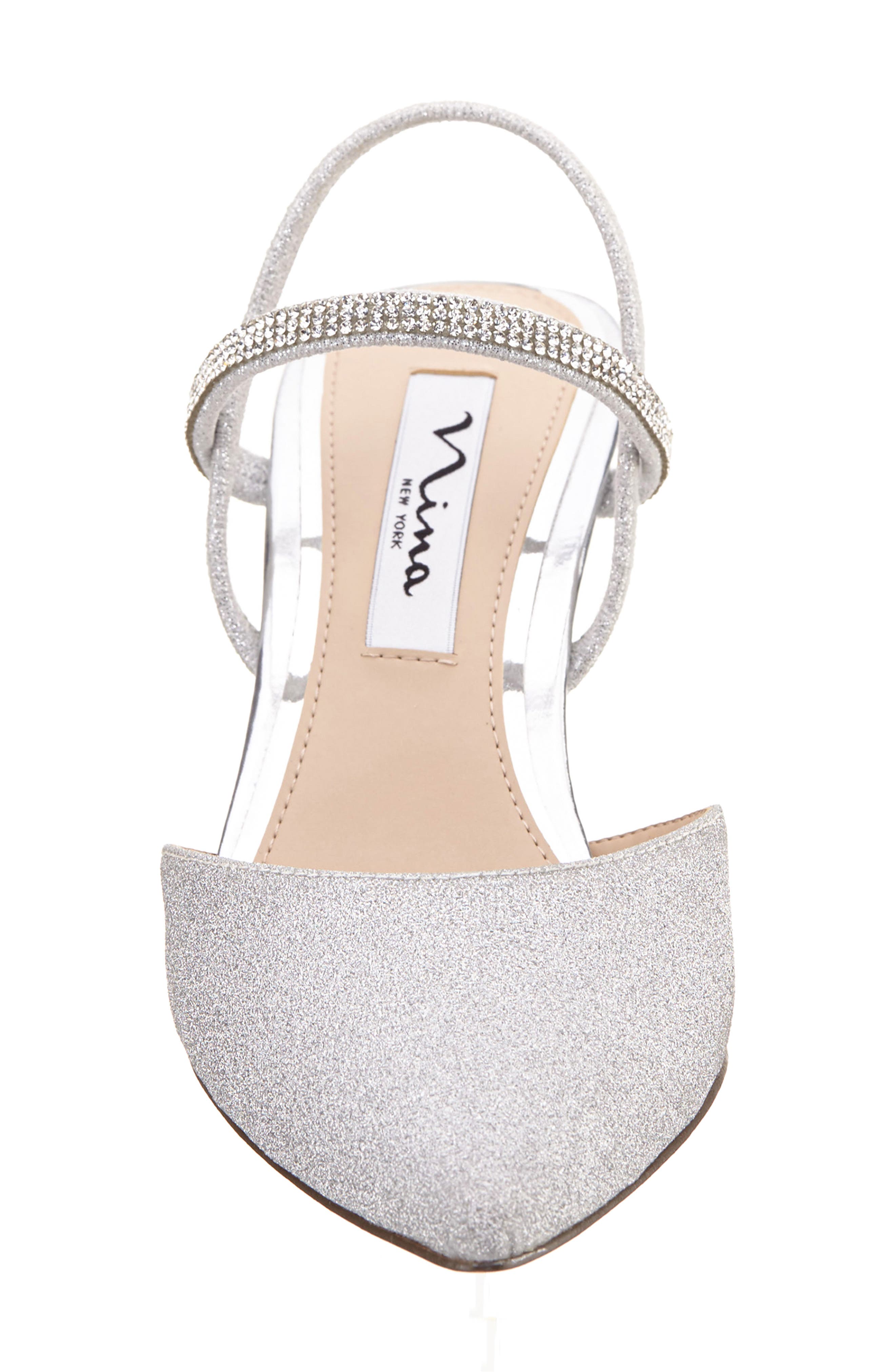 Nina Billie Slingback Pointed Toe Pump, Alternate, color, Silver