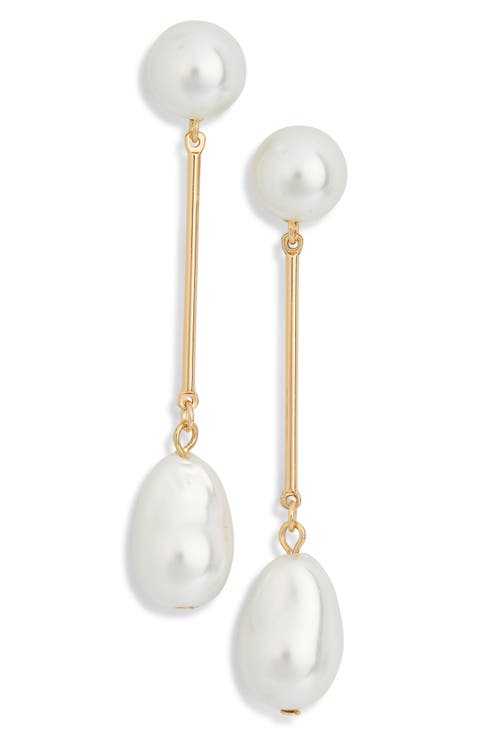 Faux Pearl Linear Drop Earrings