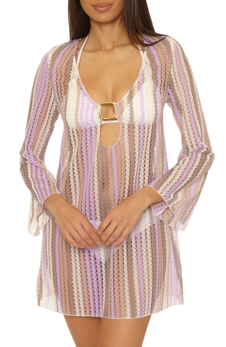 Becca Paradise Metallic Knit Cover-Up Tunic, Main, color, Mineral Multi