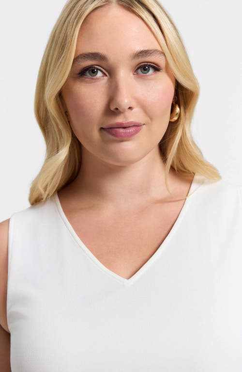 Foxcroft Callie Sleeveless Crepe Knit Top In White