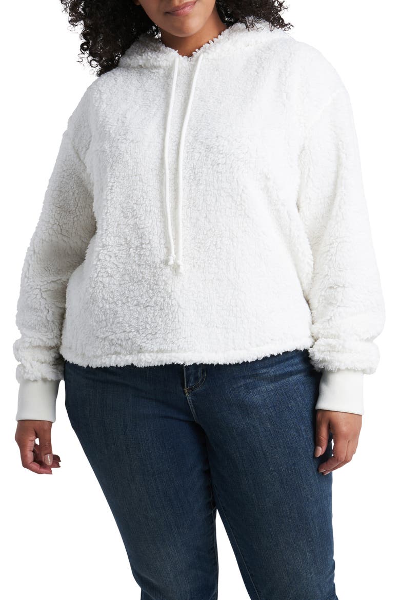 Teddy Crop Hoodie, Main, color, SOFT ECRU