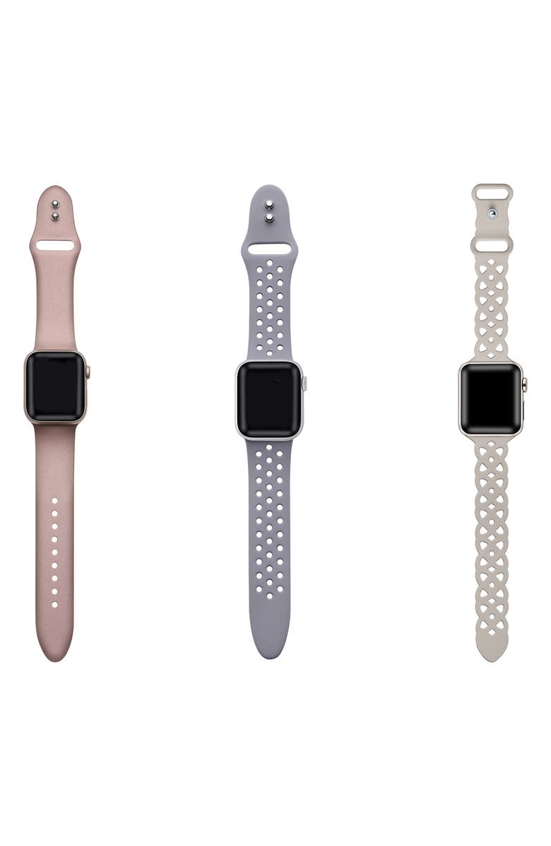The Posh Tech Assorted 3-Pack Silicone Apple Watch<sup>®</sup> Watchbands, Alternate, color,