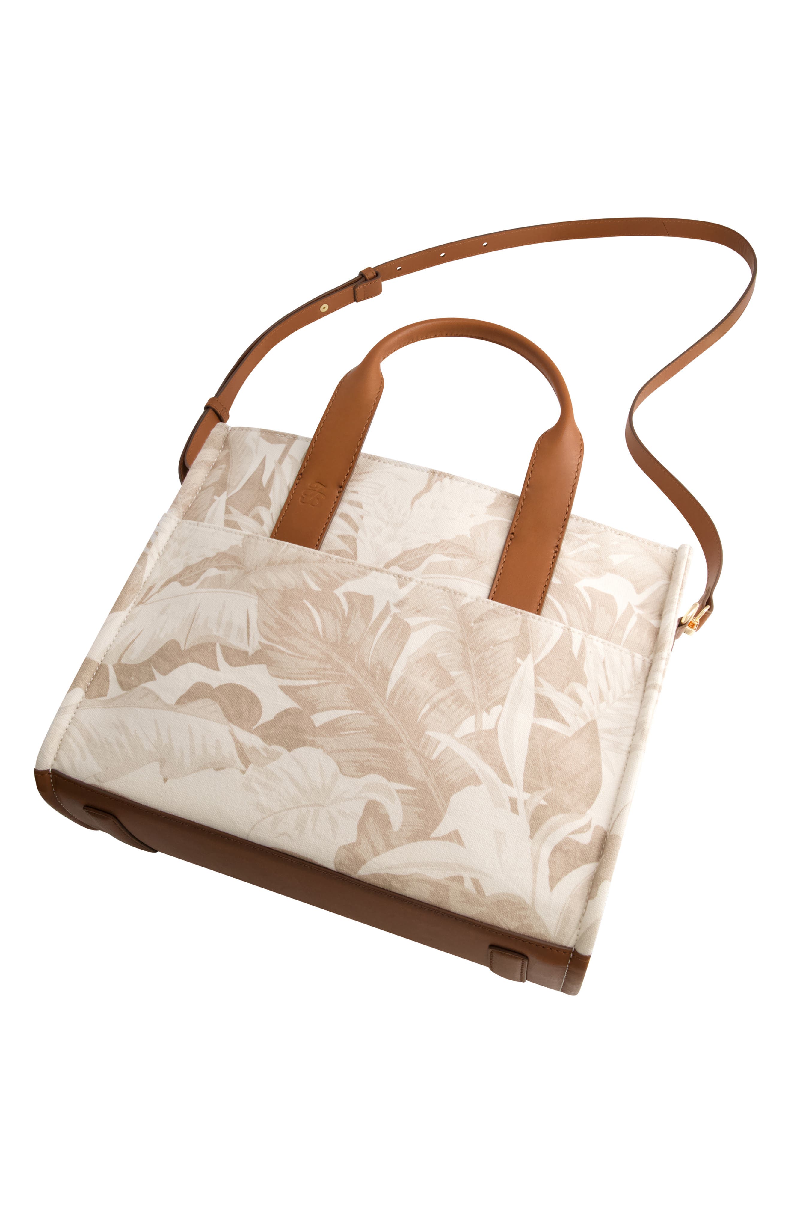 Tommy Bahama Floral Canvas & Leather Trim Tote Bag, Alternate, color, Beige Multi