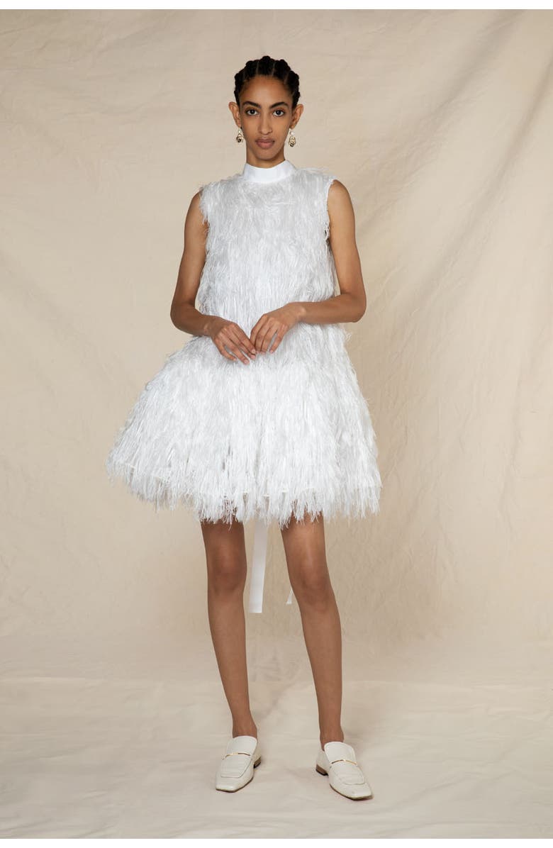 Roksanda Odette Faux Feather Bridal Dress, Main, color, Ivory