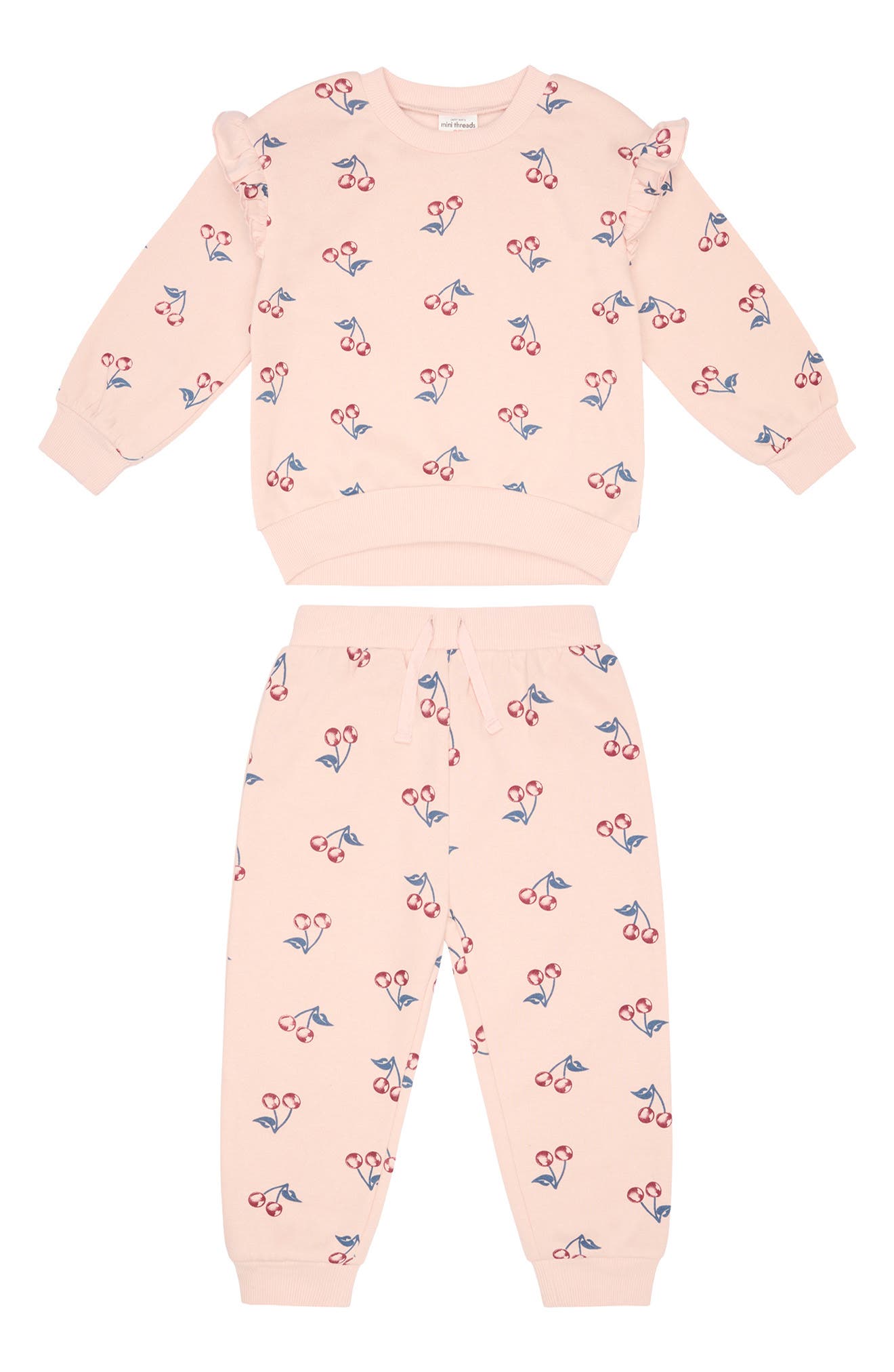 Petit Lem’s Mini Threads Allover Print Ruffled Sweatshirt & Joggers Set ...