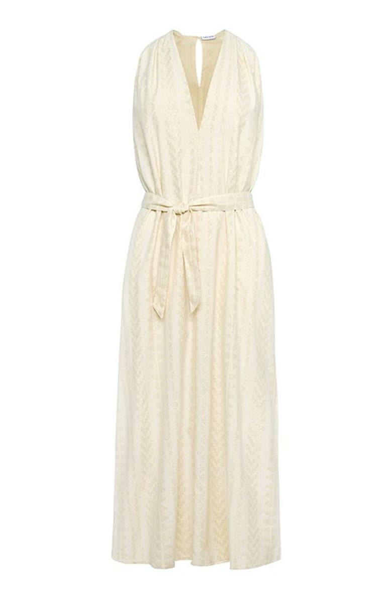 LASCANA Women's Metallic Column Maxi Dress, Alternate, color, Ivory Gold