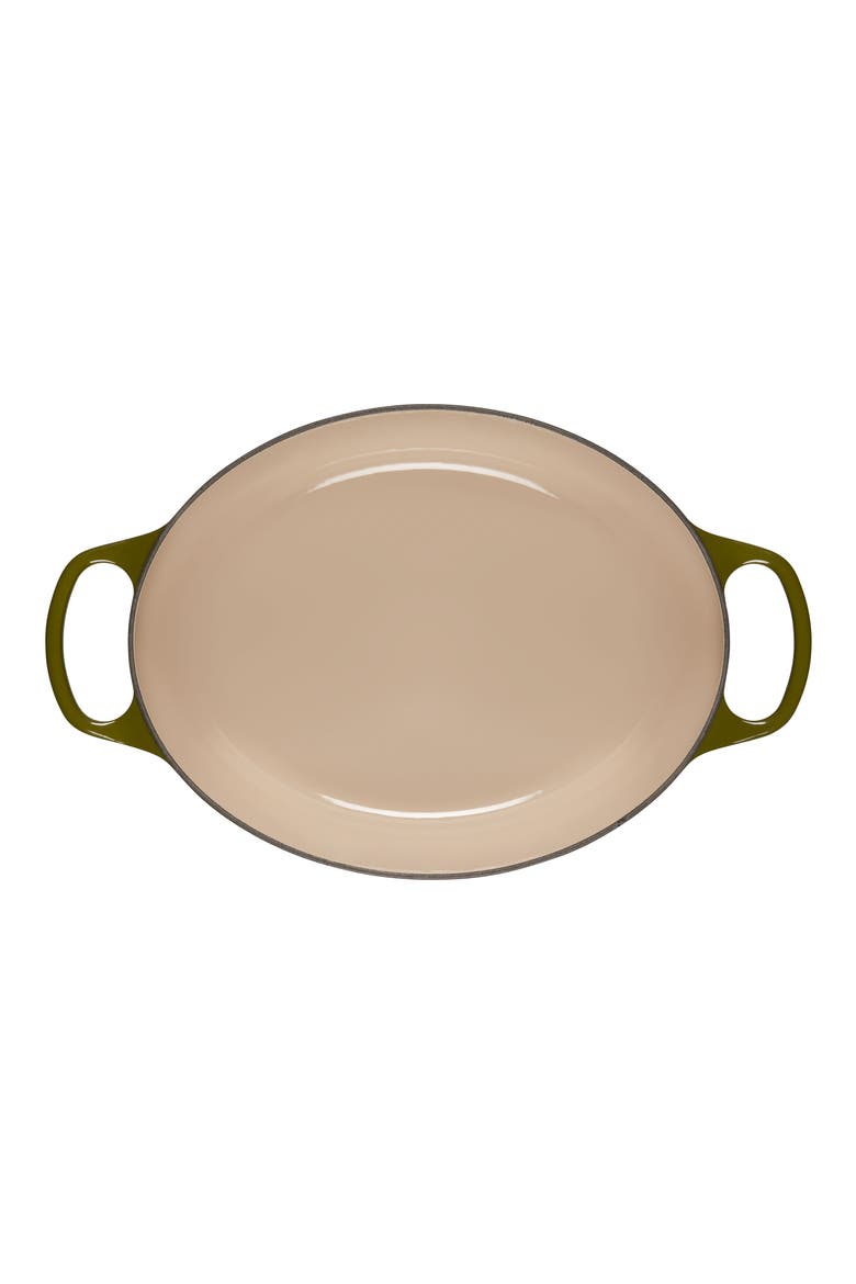 Signature 6.75-Quart Oval Enamel Cast Iron French/Dutch Oven with Lid, Alternate, color, OLIVE
