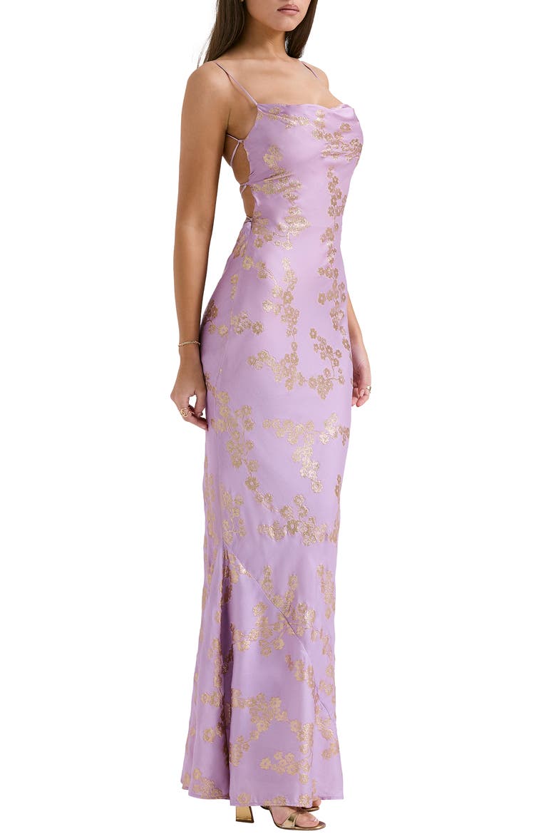 Capriana Metallic Sleeveless Lace Back Mermaid Gown, Alternate, color, ORCHID BLOOM