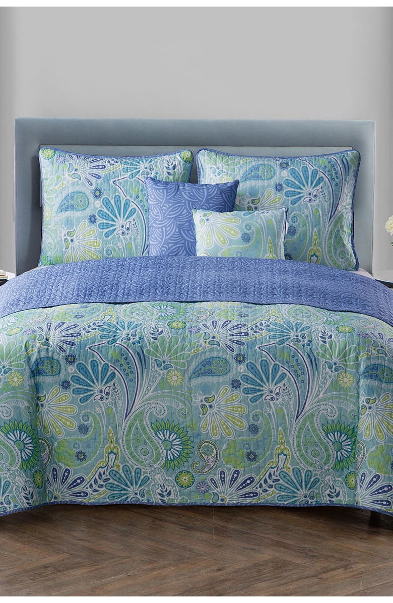 VCNY HOME Harmony Reversible Blue Paisley Quilt Set - Full/Queen, Alternate, color,