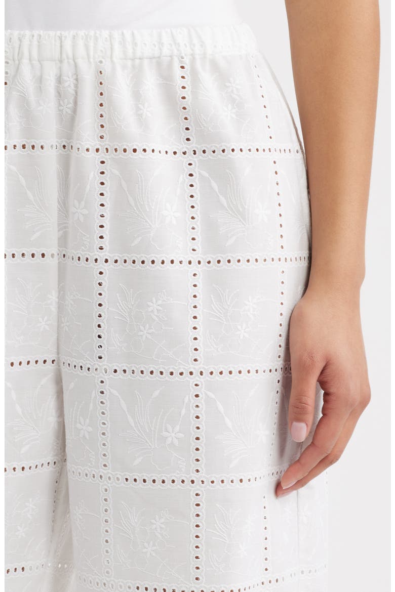Mora Broderie Anglaise Wide Leg Pants, Alternate, color, BRODERIE WHITE