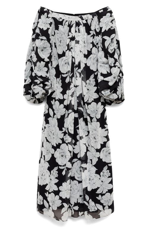 Mango Floral Off The Shoulder Long Sleeve Maxi Dress