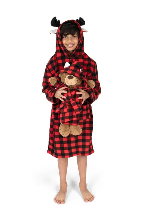 Girls Fleece Hooded Robe with Matching Doll Robe