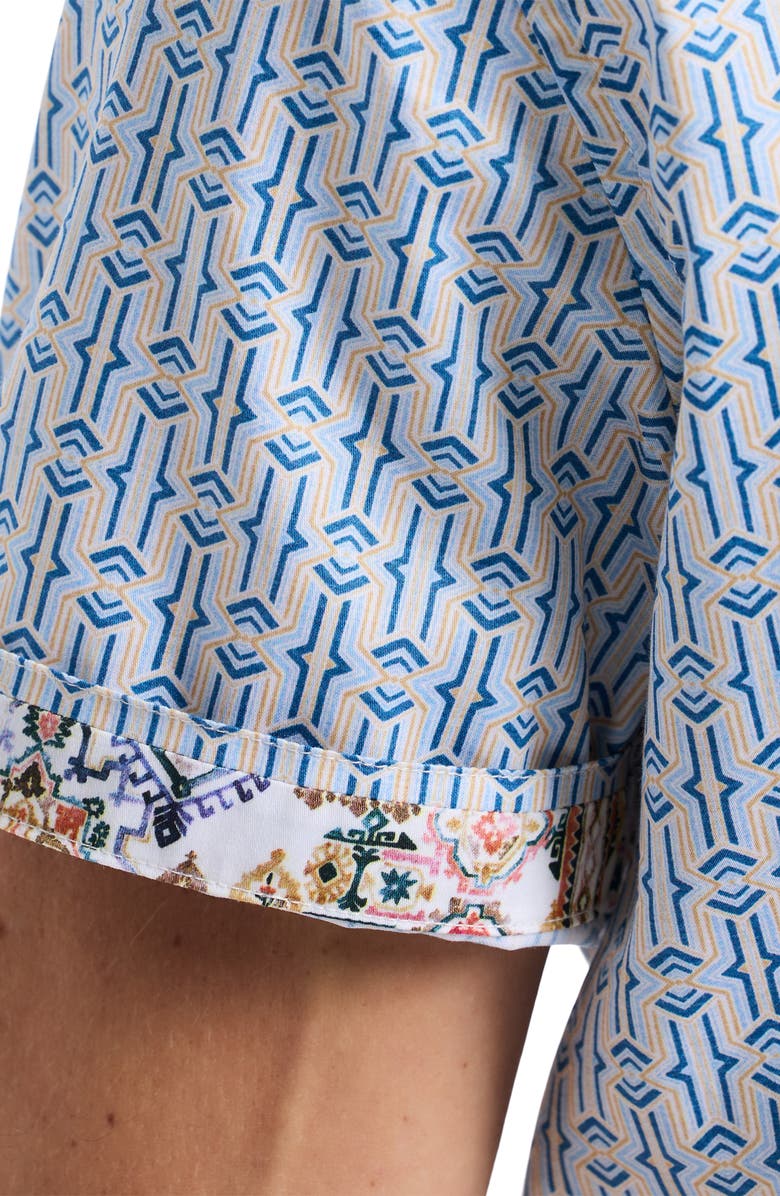 Robert Graham Napier Short Sleeve Stretch Cotton Button-Up Shirt, Alternate, color, Blue Multi