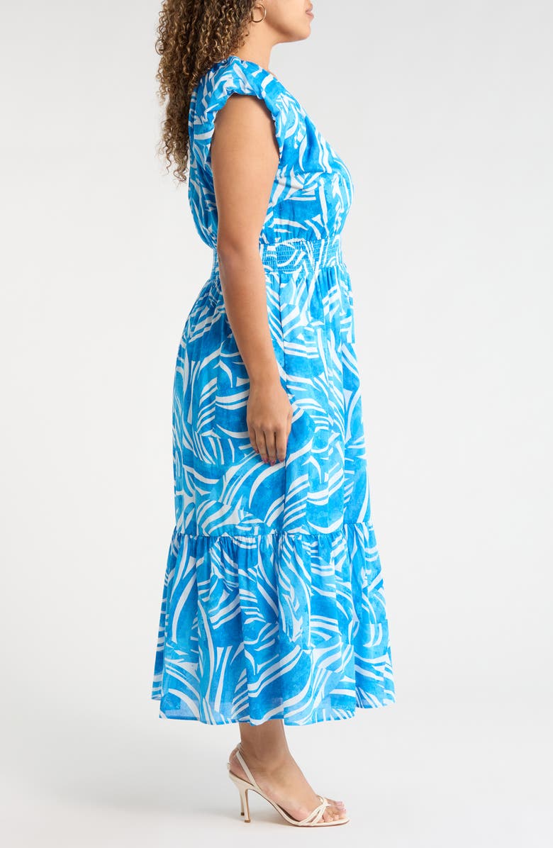 SUGARLIPS Canton Tropics Mecily Smocked Waist Cotton Maxi Dress, Alternate, color, White-Blue-Multi