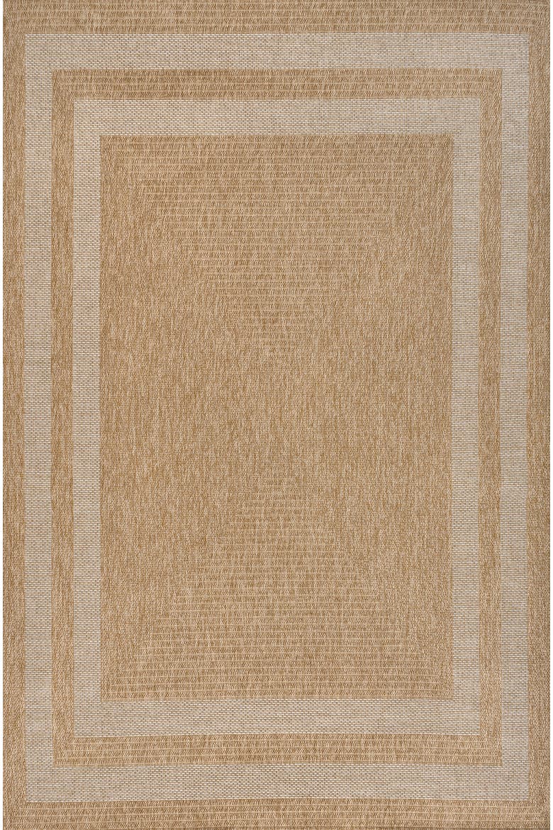 Frenzy Easy Jute Minimalist Boho Inset Border Indoor/Outdoor Area Rug, Main, color, Natural/Beige