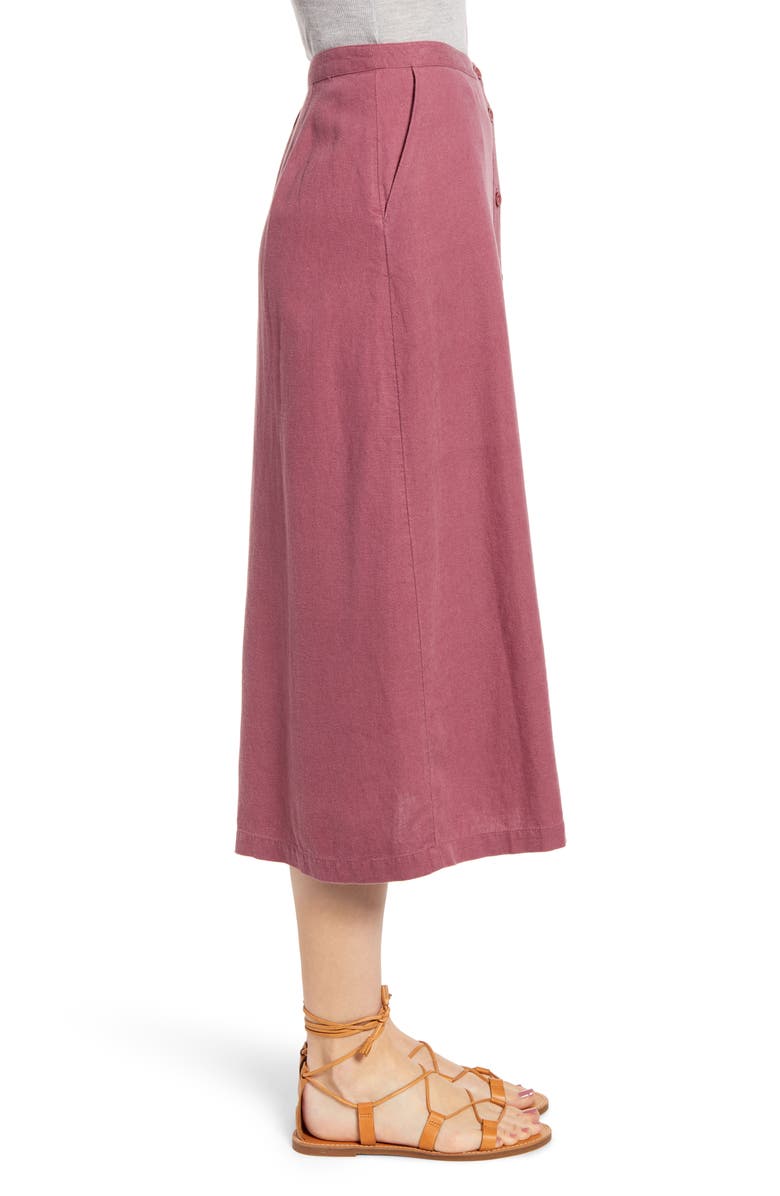 Treasure & Bond Button Front Linen Blend Midi Skirt, Alternate, color, 