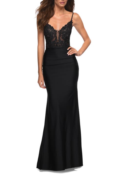 Prom Dress with Beautiful Lace Bodice and Jersey Skirt