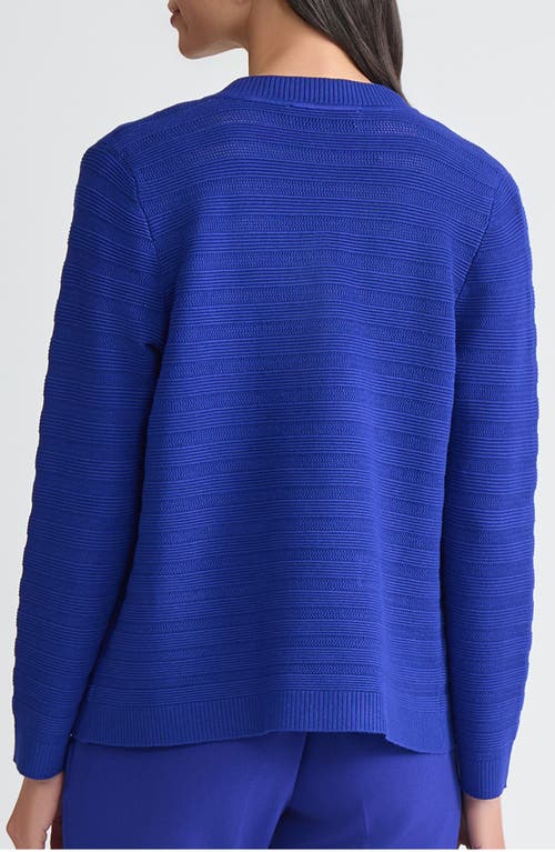 Kasper Kissing Front Ottoman Stitch Cardigan In Blue