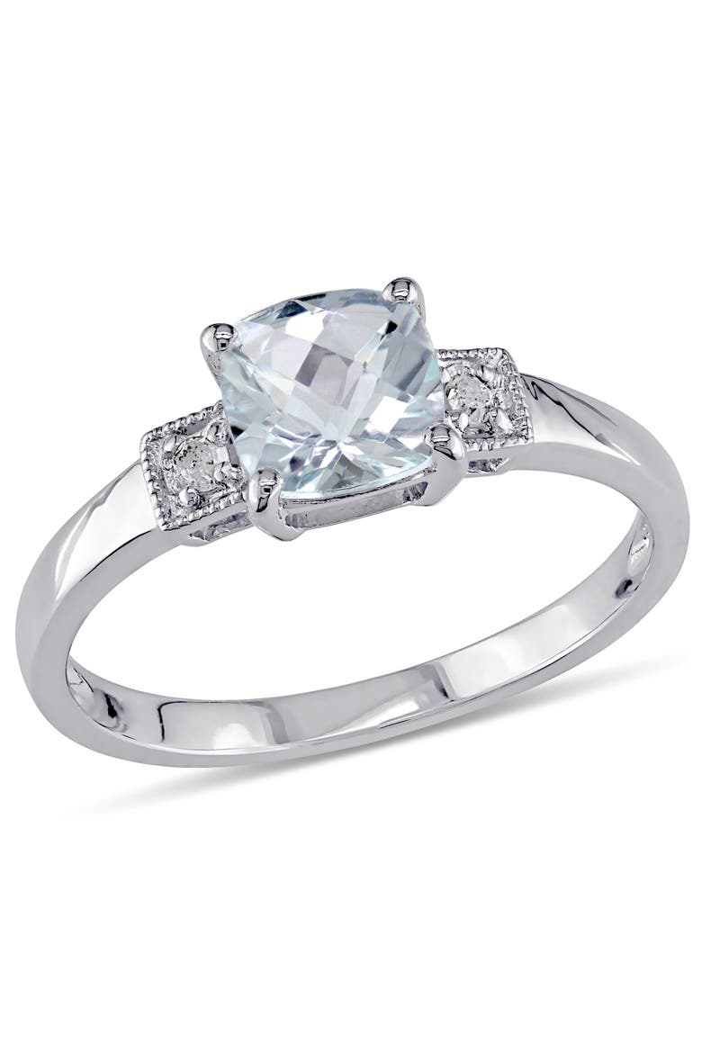 Aquamarine & Diamond Accent Ring, Main, color, Aquamarine