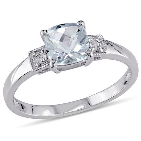Aquamarine & Diamond Accent Ring