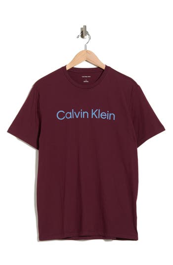 Calvin Klein Standard Logo Cotton Crewneck T-shirt In Burgundy