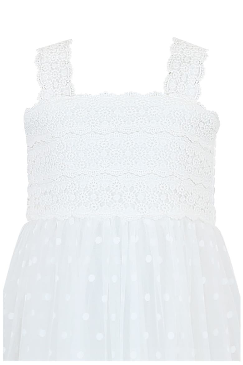 Kids' Clip Dot Chiffon High-Low Dress, Alternate, color, IVORY