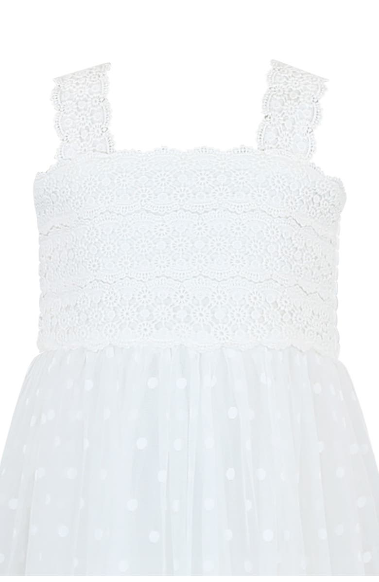 Zunie Kids' Clip Dot Chiffon High-Low Dress, Alternate, color, Ivory